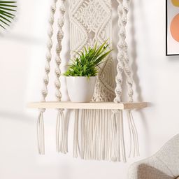 Decazone Beige Wooden Basic Wall Shelf-52