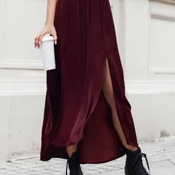 Outzidr Double Slit Maxi Skirt-37