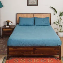 Fabindia Navy Blue Solid Cotton 2 Piece Single Regular Bedding Set-23