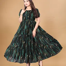Anouk Print Puff Sleeve Georgette Maxi Dress-image-78