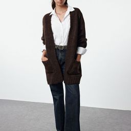 Trendyol Women Cable Knit Longline Cardigan-picture-6