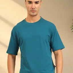 UNIQSOME Men Solid Round Neck Premium Cotton Oversized T-shirt-picture-9