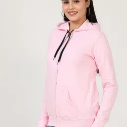 The Roadster Lifestyle Co. Women Hooded Long Sleeves Zipper Cotton Fleece Sweatshirt-image-44