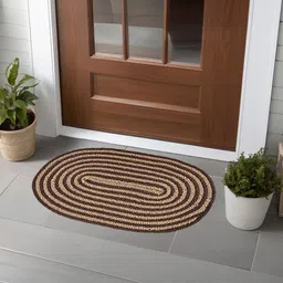 Kuber Industries Brown & Beige 2 Pieces Textured Cotton Anti-Slip Doormats-44