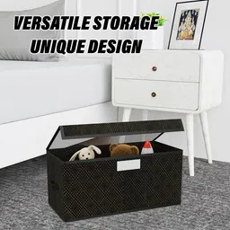 Kuber Industries Black & Beige 4 Pieces Printed Storage Box Organisers With Lid image 3