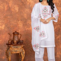 KALINI Women Embroidered Straight Kurta with Trousers & Dupatta-picture-58