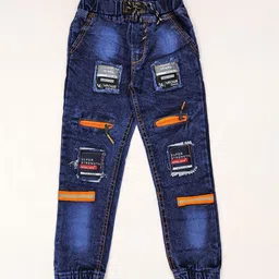 Aarya Designer Boys Regular Fit Mid-Rise Highly Distressed Heavy Fade Applique Stretchable Jeans-10