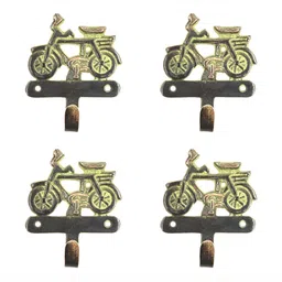 IndianShelf 4 Piece Brass Bicycle Key Holder Cloth Hanger for Wall-image-56