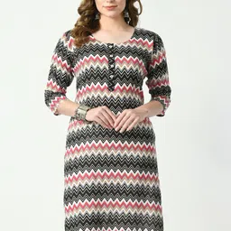 MAURYA Chevron Printed Round Neck Straight Kurta-image-99