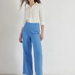 FableStreet Women Custom Loose Fit Mid Rise Wide Leg Linen Formal Trouser-image-88