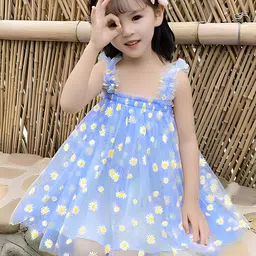 TotzTouch Floral Print Ruffled Net A-Line Dress-41