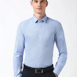 Peter England Men Spread Collar Solid Cotton Slim Fit Formal Shirt-image-98