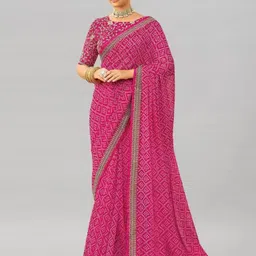 Reboot Fashions Bandhani Embroidered Pure Georgette Bandhani Saree-image-45