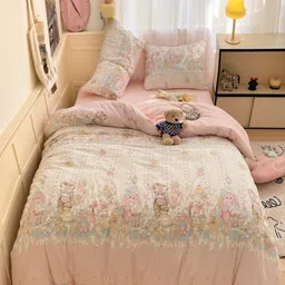 JC HOME Pink Polycotton Single Regular Bedding Set-image-10