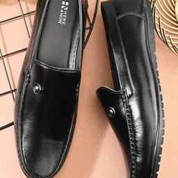 HERE&NOW Men Round Toe Synthetic Leather Loafers-picture-4