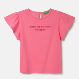 United Colors of Benetton Flutter Sleeve Cotton Top-image-61