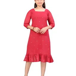 BAESD Polka Dot Georgette A-Line Midi Dress-10