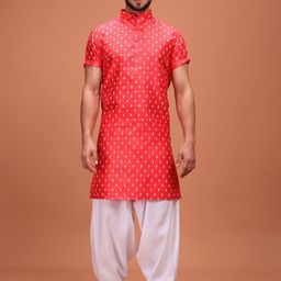 SHIWAM ETHNIX Men Floral Printed Kurta with Salwar-picture-2