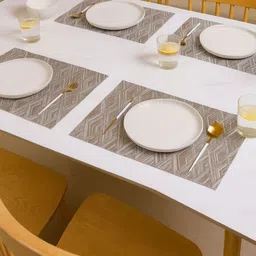 Baskety 4-Pcs Brown & White Textured TablePlacemats-picture-1