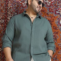 Instafab Plus Comfort Striped Spread Collar Casual Shirt-picture-36