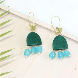 Blush Bloom Butterfly Hook Earrings Pink Fabric Dangles-image-99