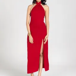 Past Modern Halter Neck Maxi Dress-image-78