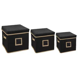 prettykrafts Black 3 Pieces Collapsible  Storage Cubes Organisers-image-12