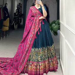 JULEE Printed Ready to Wear Lehenga & Unstitched Blouse With Dupatta-picture-3