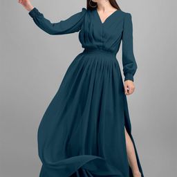Krunal Raiyani Applique Georgette Fit & Flare Maxi Dress-image-27