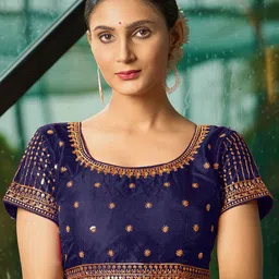 HERE&NOW Embroidered Silk Round-Neck Saree Blouse-picture-32