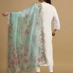 Kaizen TEXO FAB Printed Organza Dupatta with Mirror Work image 5