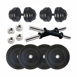 HackerX 6 Pieces Rubber Adjustable Dumbbell Set - 3 kg Each image 1
