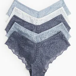 H&M Self Design Low-Rise 5-Pack Lace Hipster Briefs-image-51