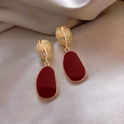 SZN Artificial Stones Studded Contemporary Korean Drop Earrings-2