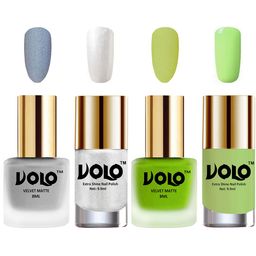VOLO Set Of 4 Velvet Matte & Extra Shine Nail Polish-8 ml & 9.9 ml Each Shade 33-39-46-28-4