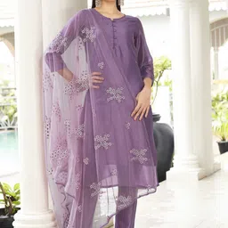 Tikhi Imli Women Floral Regular Sequinned Kurta with Trousers & With Dupatta-picture-39