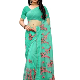 PATLANI STYLE Floral Embroidered Net Saree-picture-41