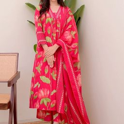KALINI Women Ethnic Motifs Printed Regular Sequinned Kurta with Palazzos & With Dupatta-picture-31