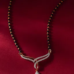 Anouk Gold-Plated Artificial Stones Studded and Beaded Mangalsutra-2