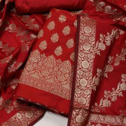 Meena Bazaar Art Silk Unstitched Dress Material-image-70