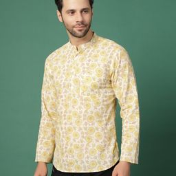 Ramas Floral Printed Mandarin Collar Pure Cotton Straight Kurta-image-13