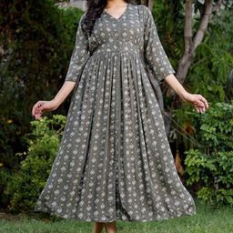Chandbaali Ethnic Motifs Print Fit & Flare Midi Dress-image-42