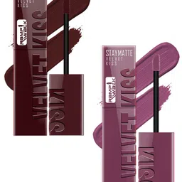 Ramp Walk Velvet Kiss Set Of 2 Liquid Lipstick - 3.5 ml Each - Dark Maroon - Dark Muave-35