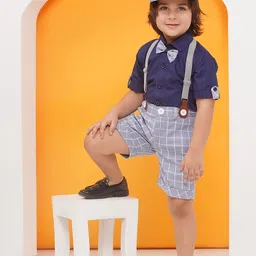 Aj DEZInES Boys Short Sleeves Pure Cotton Shirt With Shorts & Suspenders-image-65