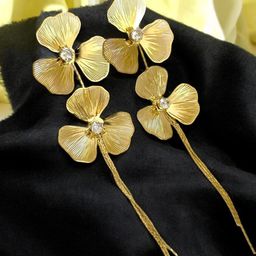 styledose Stainless Steel Square Floral Shaped Drop Earrings-56