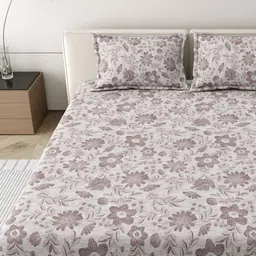 MAFATLAL Brown & Beige Floral 186 TC Pure Cotton King Bedsheet Set 1.08 m x 1.08 m-image-24
