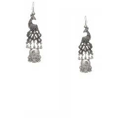 ZURIKRISHA Silver Plated Artificial Stones & Beads Beaded Dome Shaped Jhumkas-49