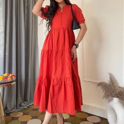 JAHIDA COMFORT WITH STYLE Women Solid Fit & Flare Midi Dress-image-87