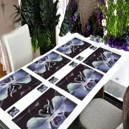REVEXO 12 Pcs White & Black Printed Table Placemats With Coasters-5