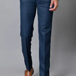 Men Regular Fit Blue Polyester Trousers-image-22